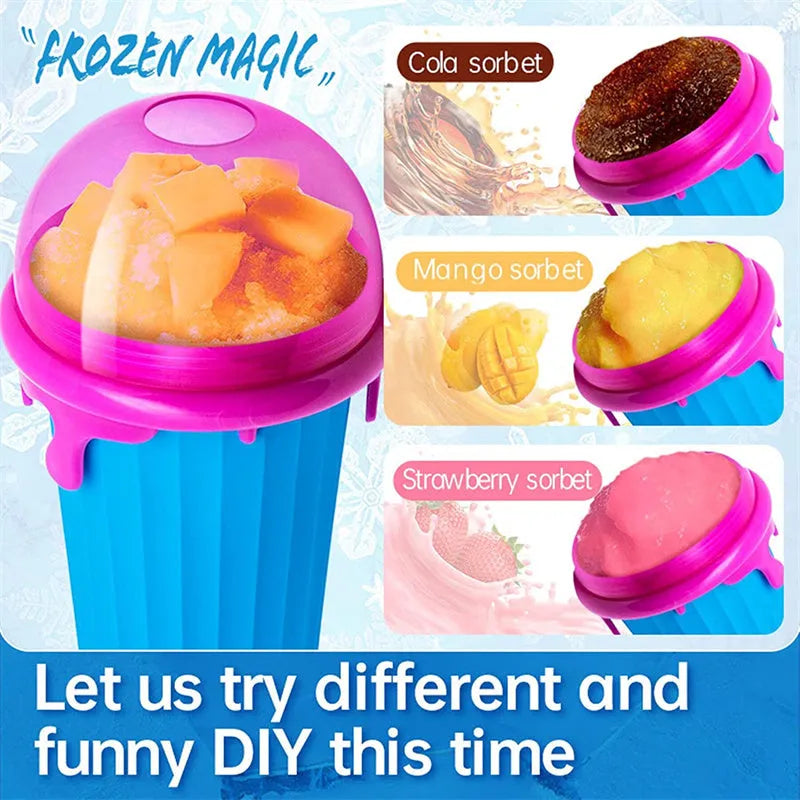 Blue 500ml slushy maker cup for quick-frozen smoothies and homemade ice cream