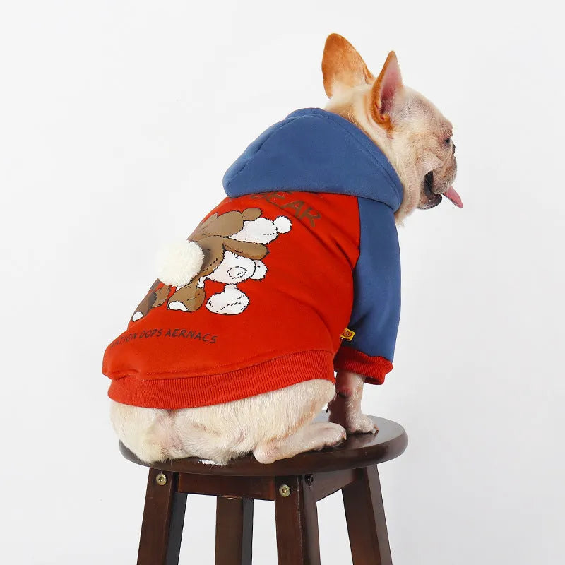Red cotton dog clothes for small to medium breeds in autumn and winter seasons