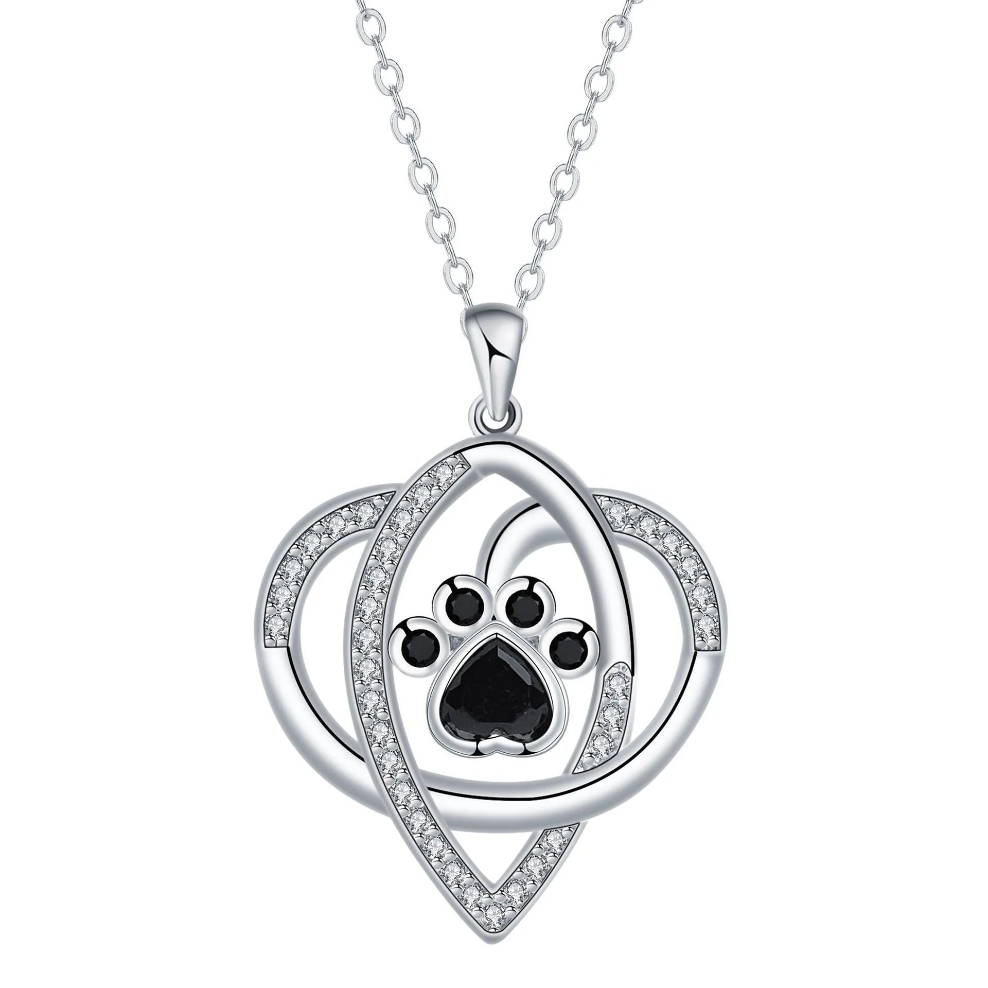 Women's necklace with dog paw and cat footprint copper pendant on cross chain
