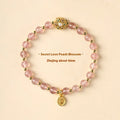 Hand-woven grey moonstone and peach blossom crystal bracelet with 6mm beads
