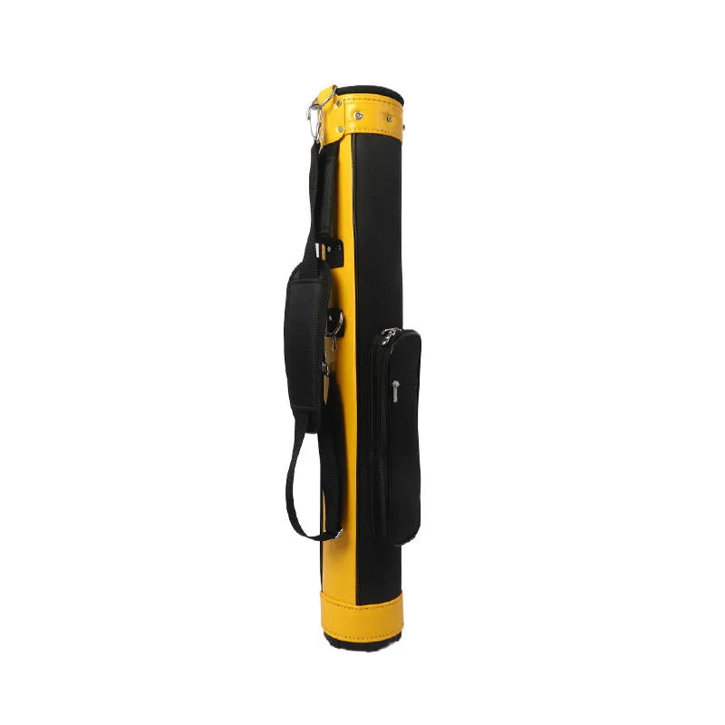 Large capacity leather golf bag in yellow and red for golf club storage