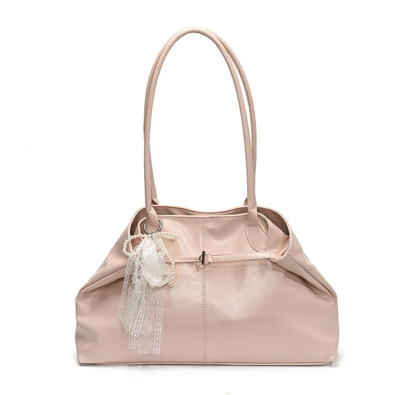 Large capacity commuter tote shoulder bag in PU with double shoulder straps, available in multiple colours