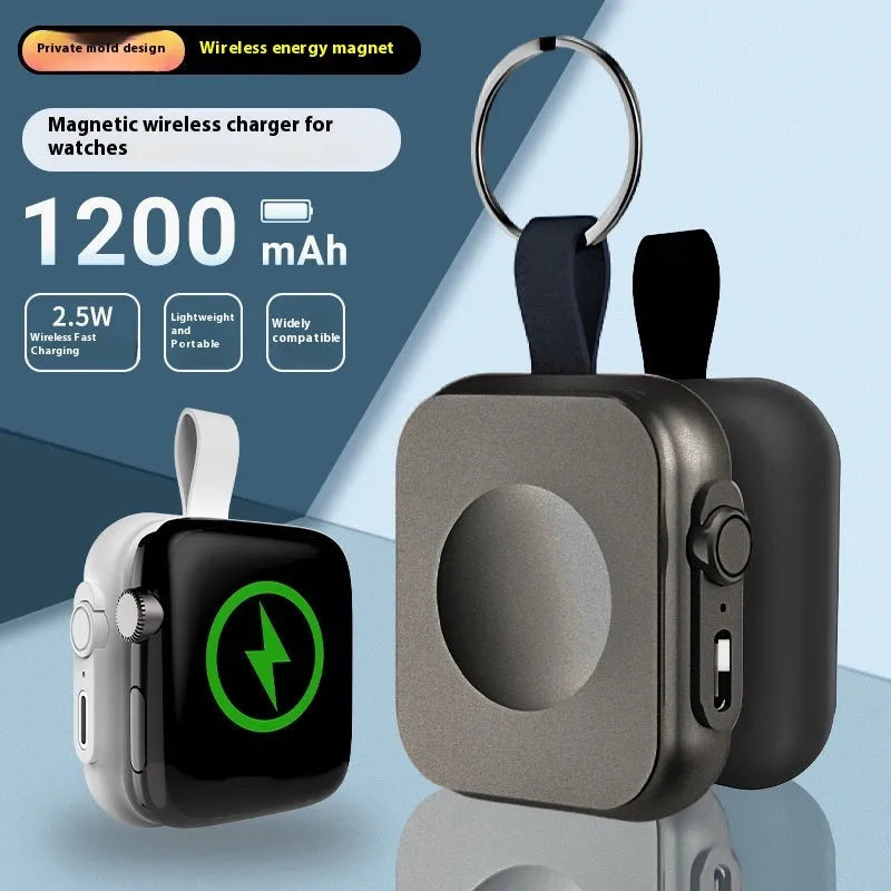 Mini magnetic wireless power supply in black, gun colour, and white with 2.5W output