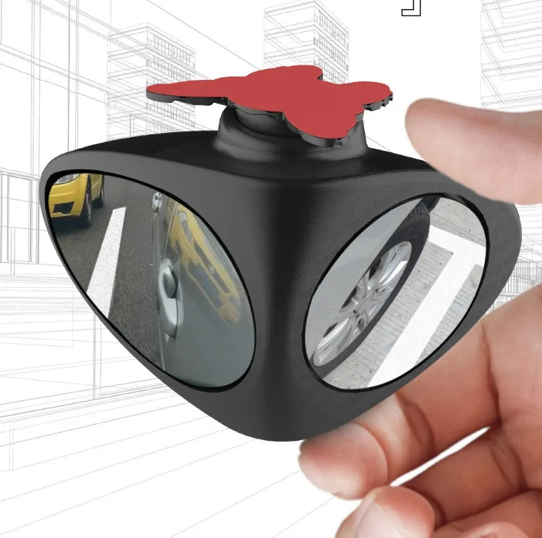 Double vision auxiliary car mirror triangle shape glass with ABS shell black or white