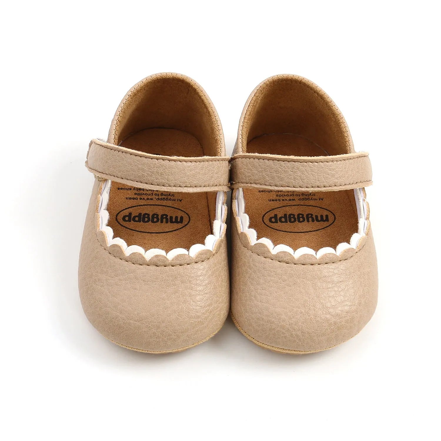 White baby princess toddler shoes with velcro strap closure, low tube design