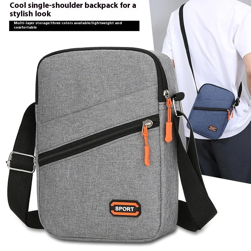 Oxford cloth crossbody commuter bag in silver grey, black or navy blue with ultra-light design