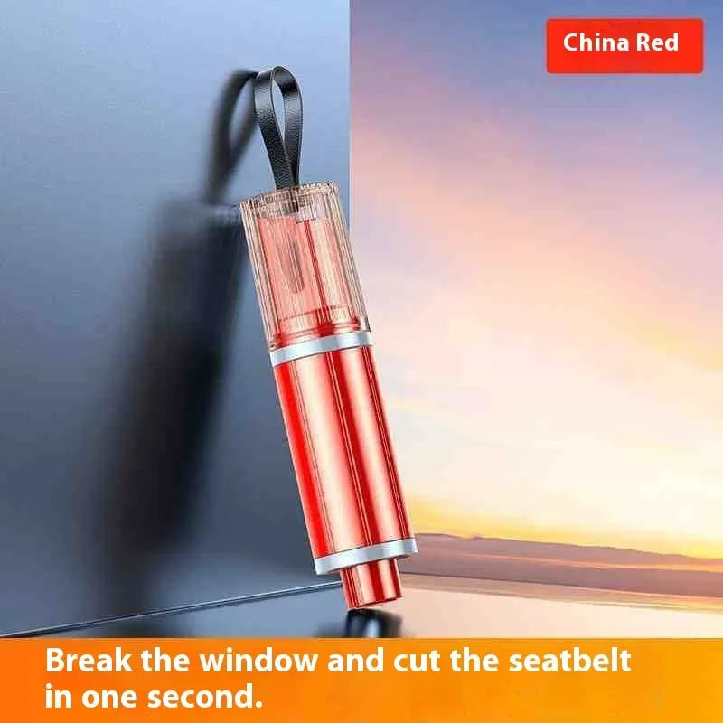 Red and black ABS plastic car emergency life hammer for breaking windows, measuring 14cm.