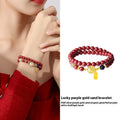 Women's 925 sterling silver bracelet with blessing card, cinnabar charm, white shell accents and engraved characters
