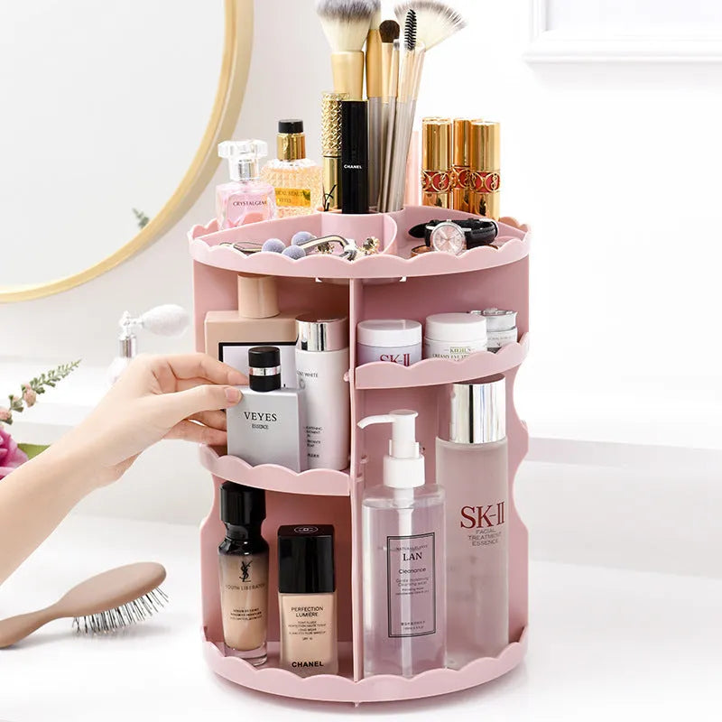 360 rotating plastic cosmetics storage box 23 x 30.5cm for bathroom toiletries and makeup