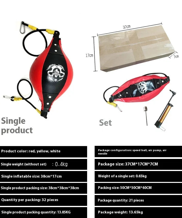 Black and red diamond pattern PU boxing speed ball with inflator and needle for Muay Thai training