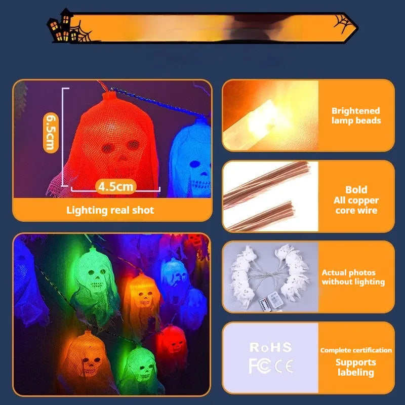 Halloween coloured lights with battery box for indoor wall decoration in plastic housing