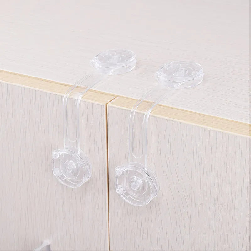 Transparent child safety lock anti-clamp hand 3.8x15.3 cm for cabinet protection