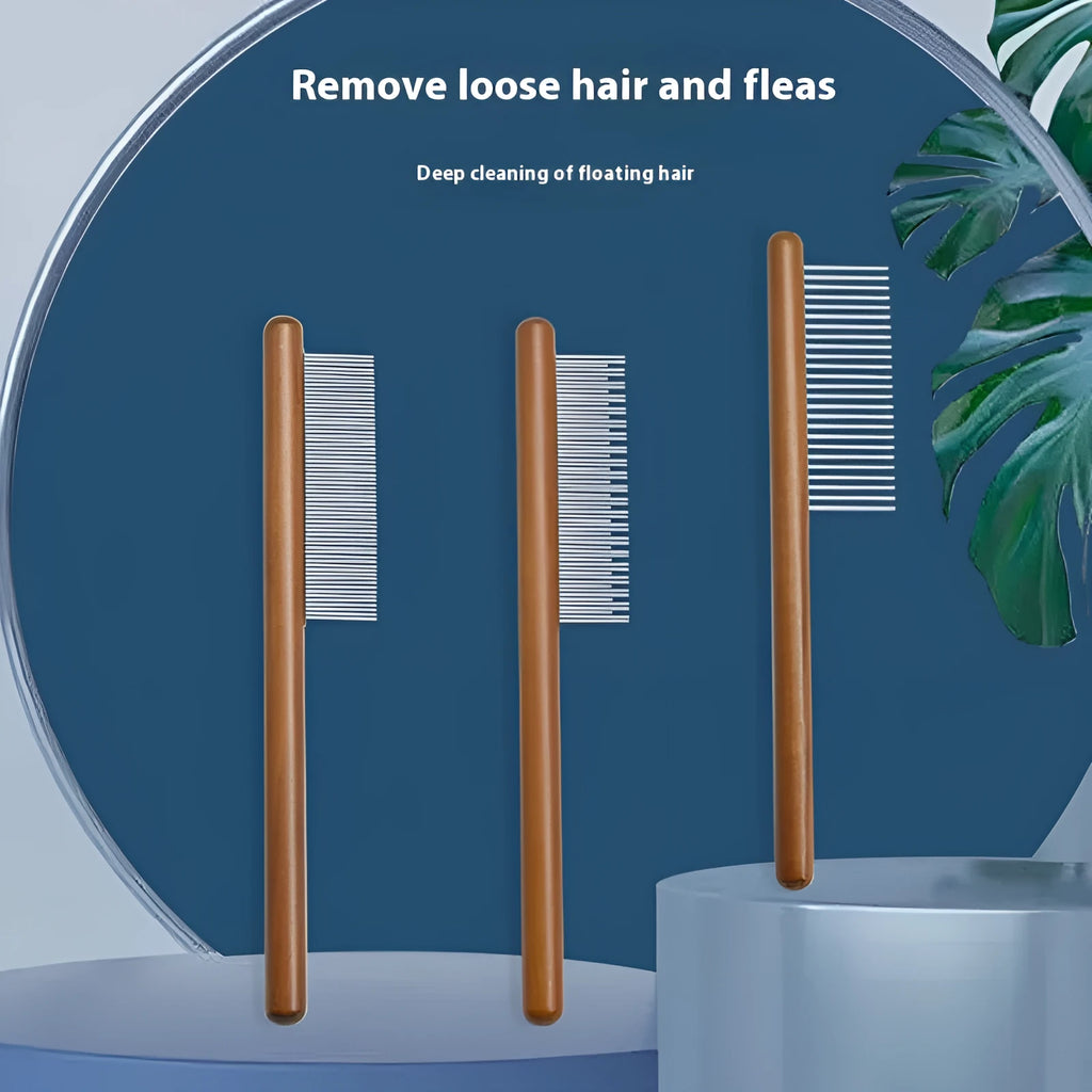 Stainless steel flea comb with dense teeth for dog and cat grooming