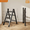 Household folding telescopic ladder lightweight alloy four-step black colour