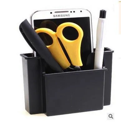 Black ABS car vent mobile phone storage box with card holder slot on interior background