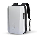 Anti-theft 17.3-inch laptop backpack with ABS hard shell, USB interface, and curved shoulder straps in Deep Space Black
