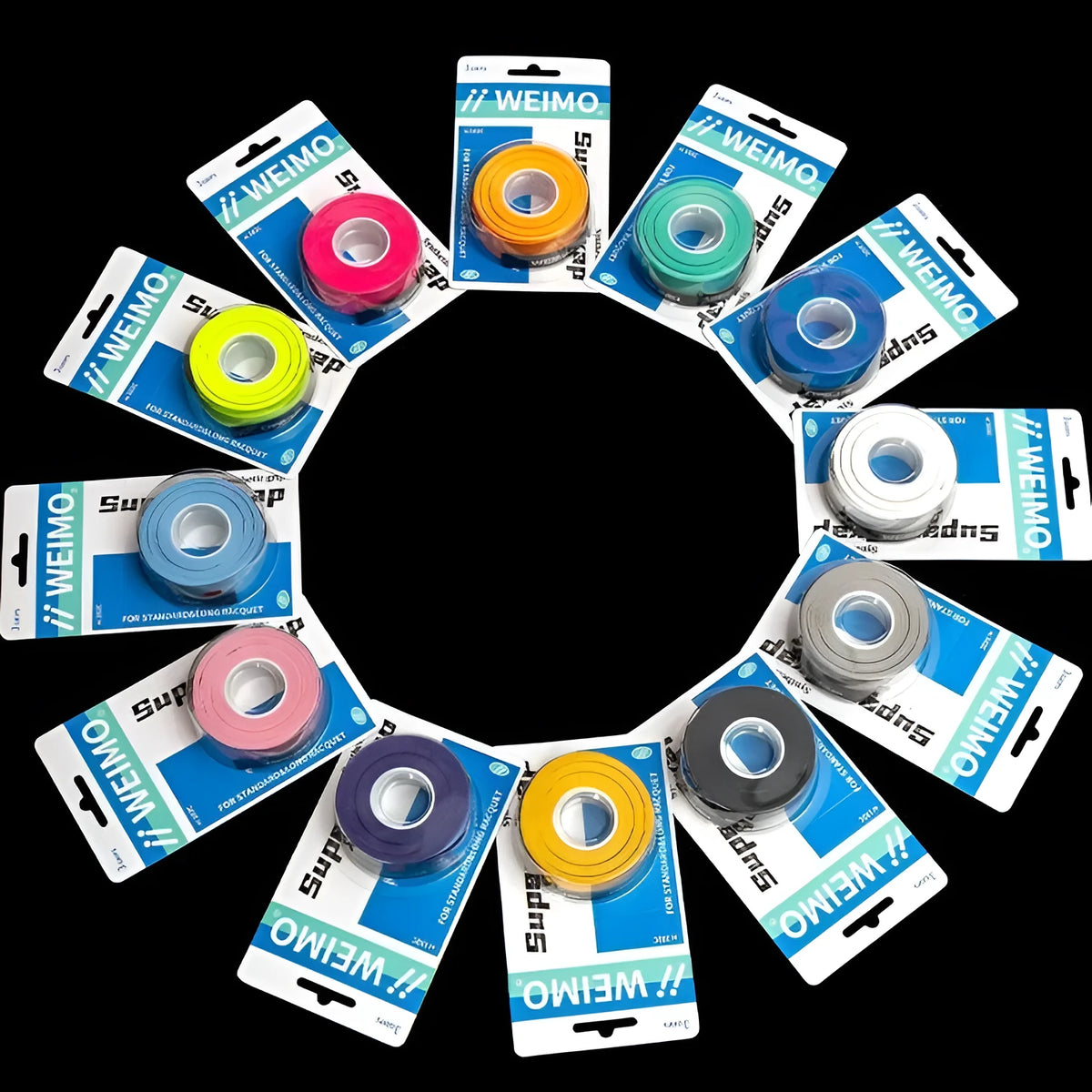 Badminton racket hand glue non-slip anti-sweat PU overgrip 3 pack in multiple colours