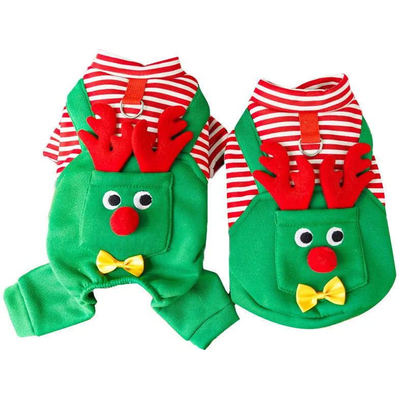 Christmas pet elk polyester vest suit in 501 four feet design on a small dog