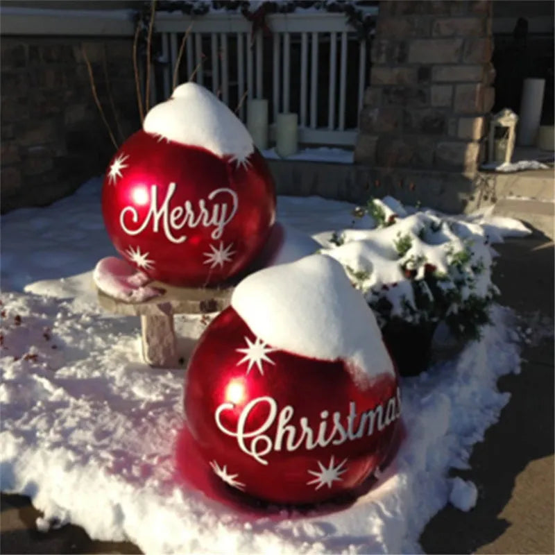 60cm diameter PVC inflatable Christmas ball decoration in bright colours for outdoor use