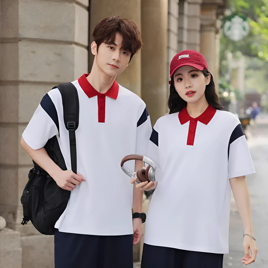 Combed cotton raglan short sleeve shirt in loose fit available in black, red, and dark green