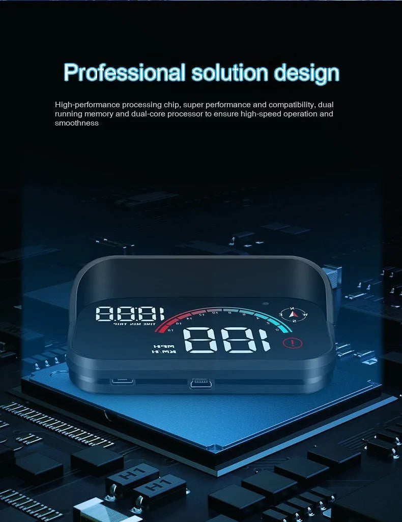 Black car head-up display projector with M22 GPS and speed compass functionality