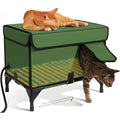 Green foldable cloth cat cage set up, showing S, M, and L size options.