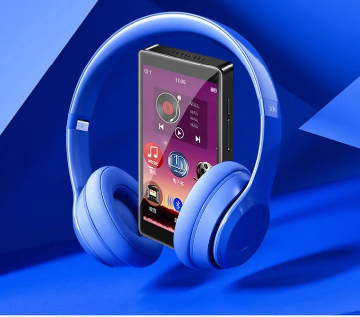 Black Ruizu H1 slim MP3 MP4 player with 4-inch touch screen display on a dark background.