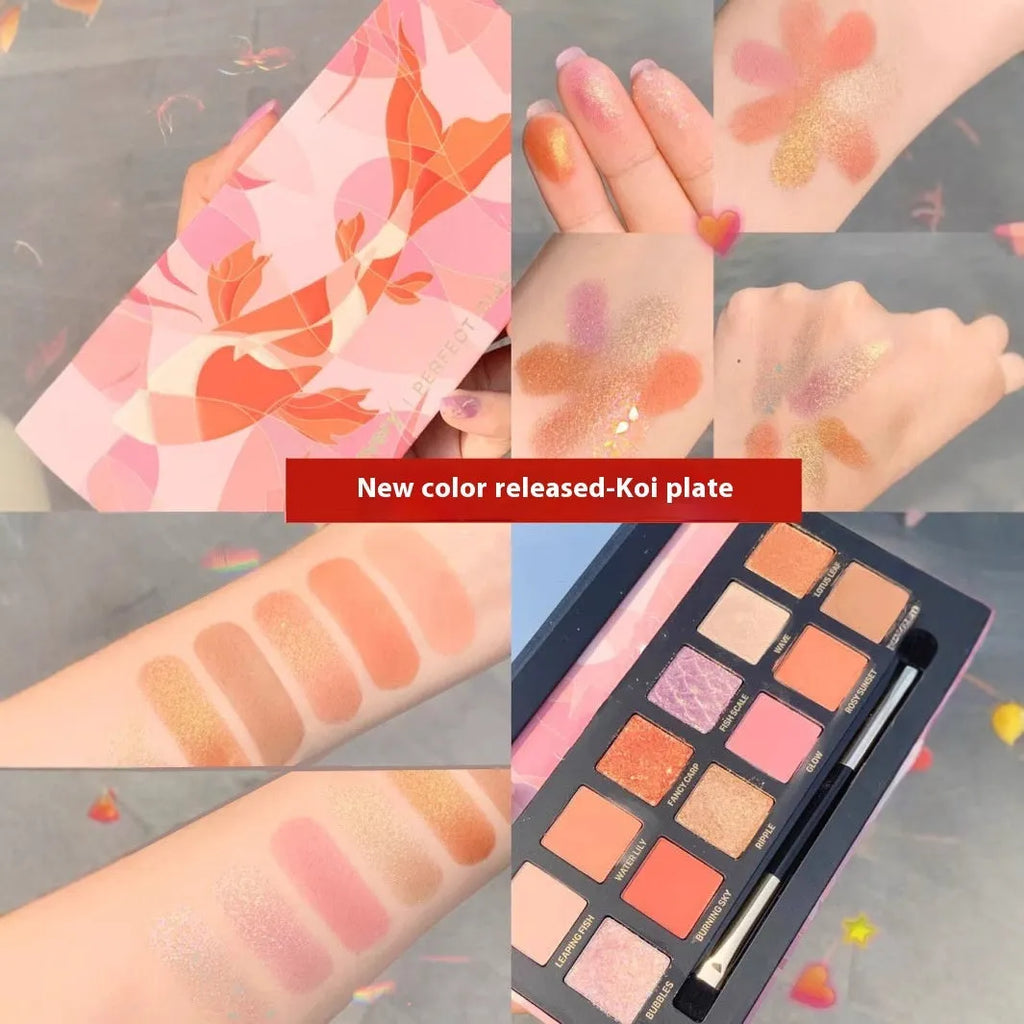 Explorer twelve-colour animal eye shadow plate showing twelve pressed powder shades in compact palette