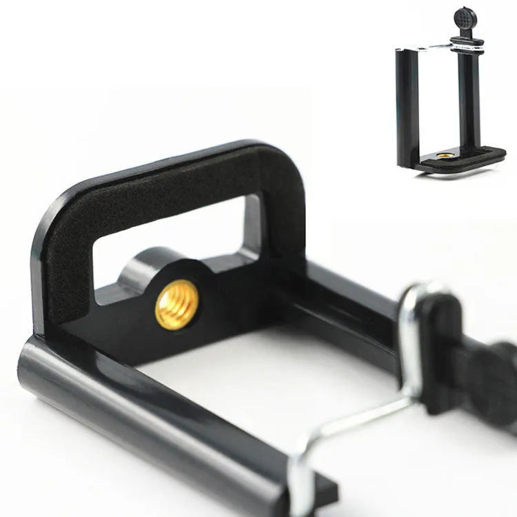 Black plastic U-clip mobile phone hose bracket for mounting phones on tubes and poles