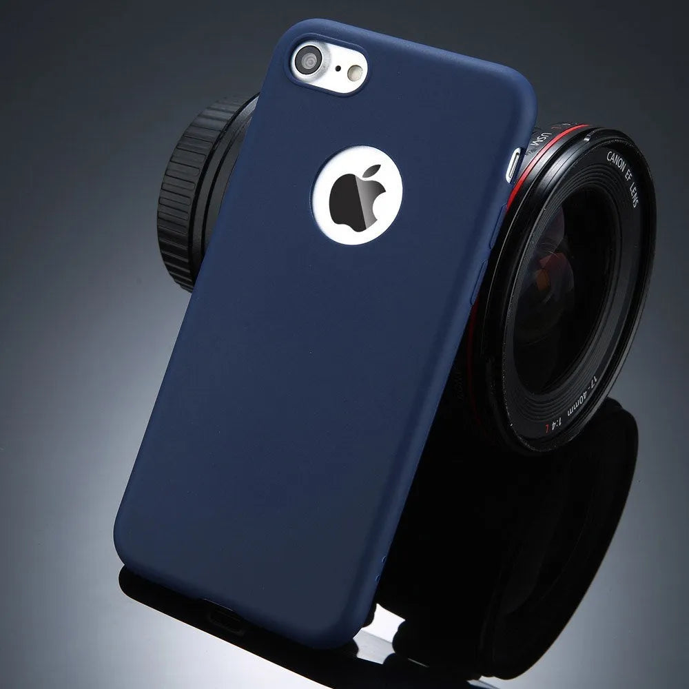 Candy colour soft silicone TPU phone case for Apple iPhone on a plain background