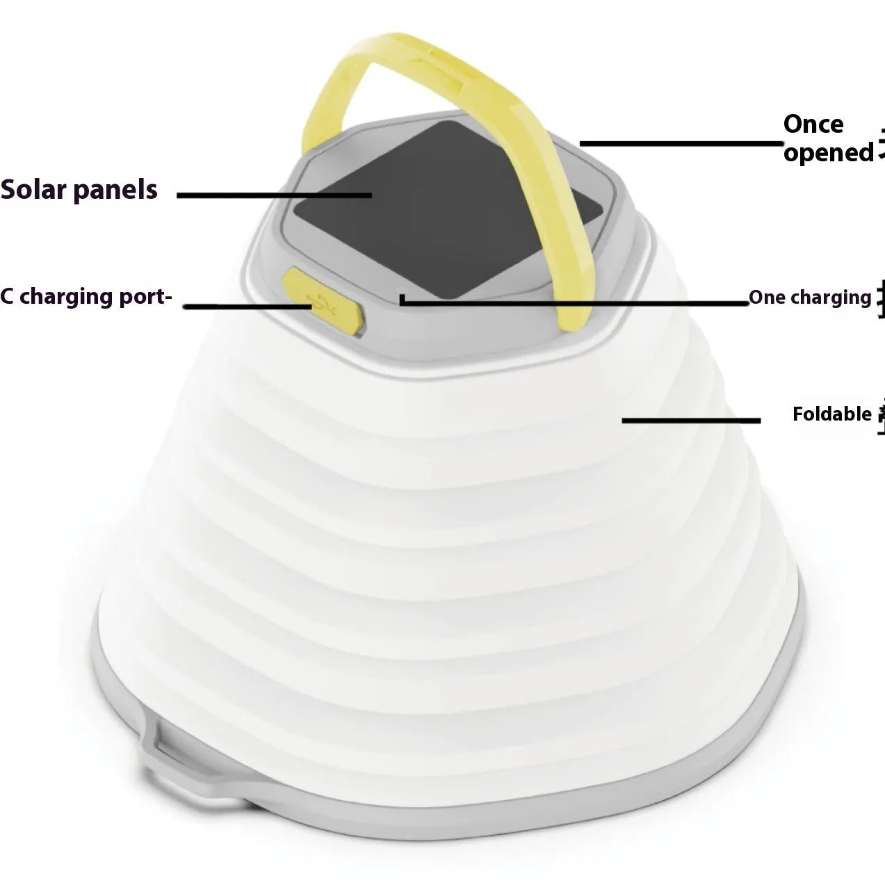 White camping lamp with large lighting capacity for tent and outdoor use