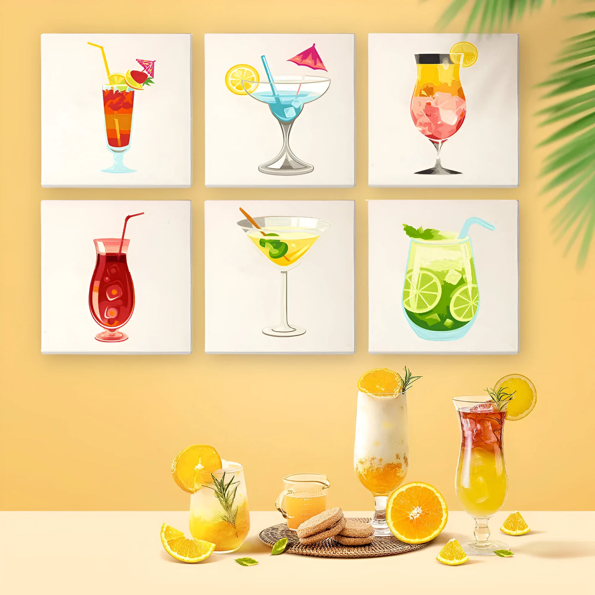 Small digital oil painting DIY mini kit with 15x15CM 6-piece and 9-piece sets and solid wood frame option
