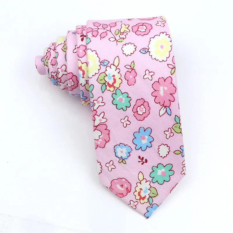 Narrow Korean style men's cotton bow tie with a printed cartoon pattern in a selection of colours.