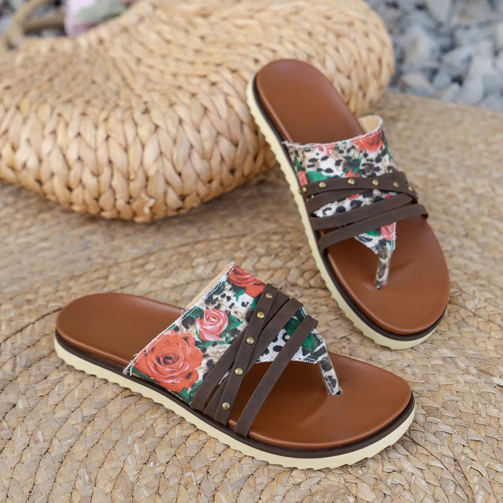 Women's plus size casual flip-flops in a candy colour with artificial PU upper and rubber sole.