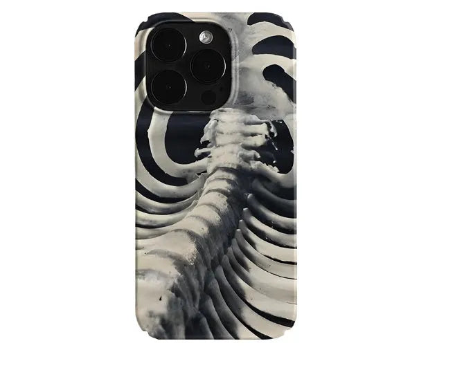 Retro art niche hard shell phone case for iPhone, glossy finish with large hole cutouts