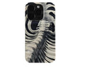 Retro art niche hard shell phone case for iPhone, glossy finish with large hole cutouts