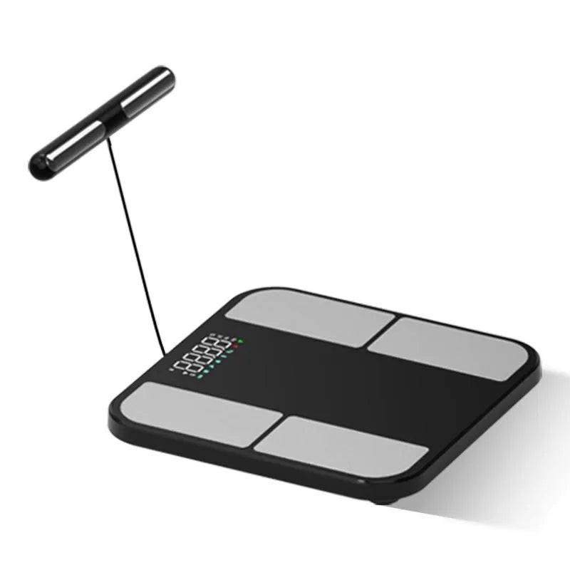 Black tempered glass digital bathroom scales with body composition analysis display