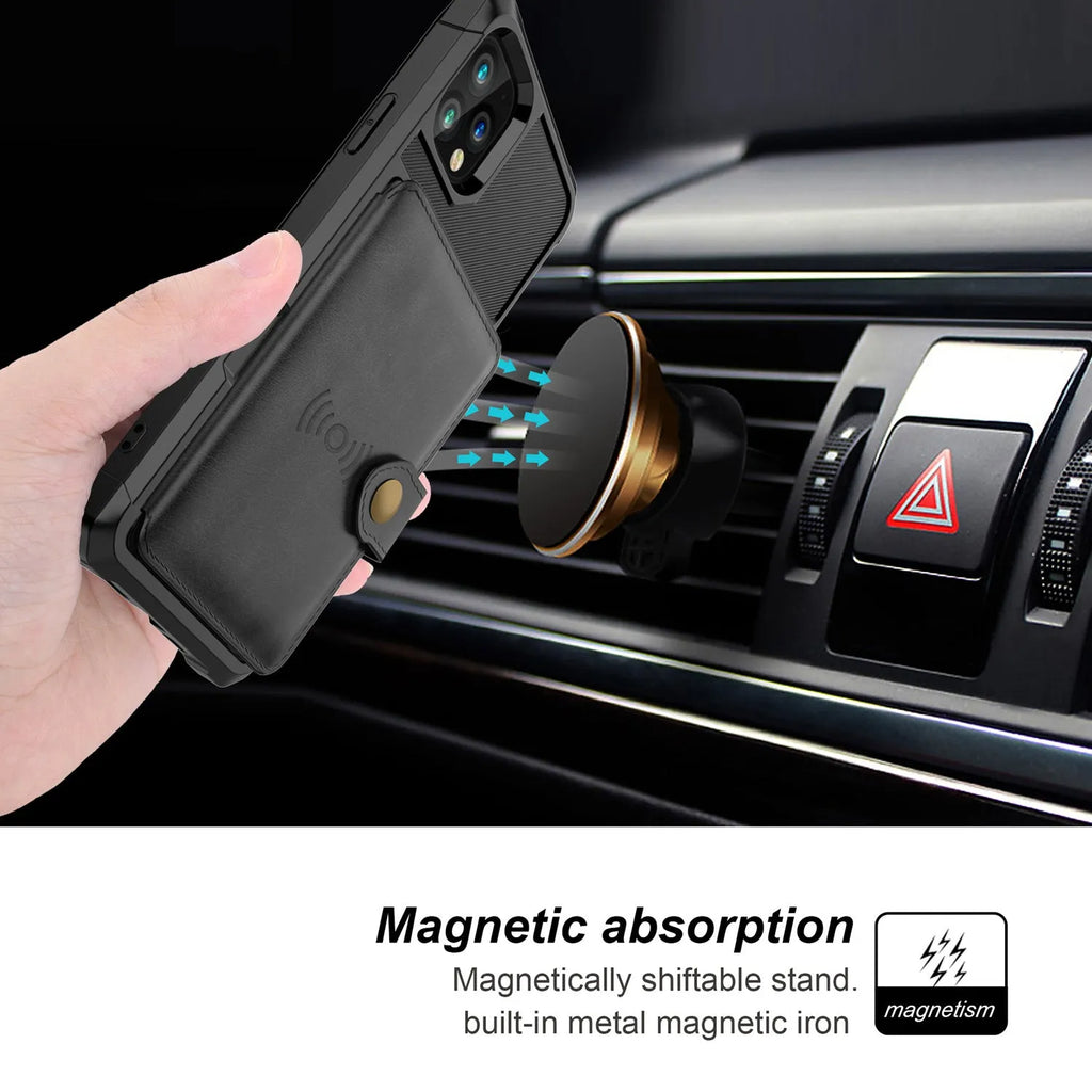Solid colour imitation leather card wallet back cover case for iPhone.