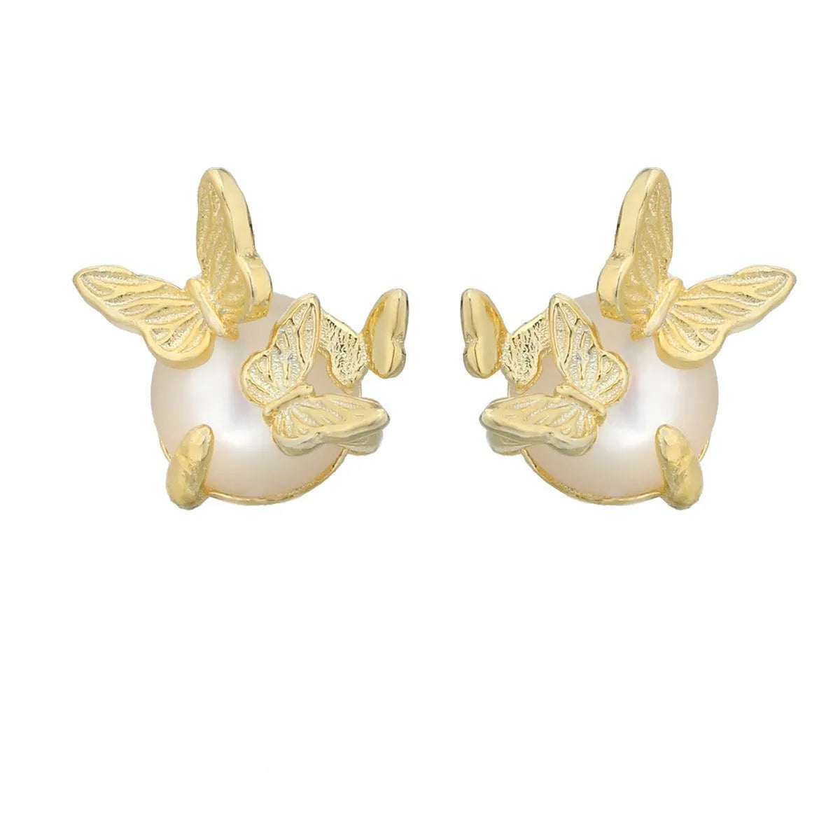 925 sterling silver butterfly stud earrings with electroplated white gold or gold finish