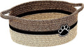 Handmade woven cotton rope storage basket with handle in light beige colour