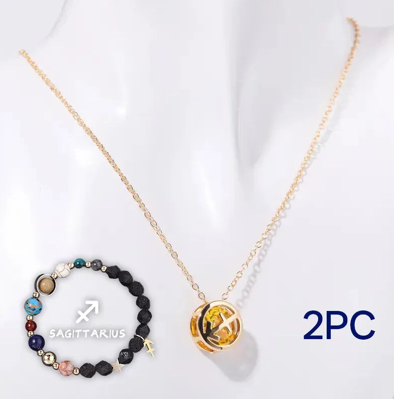 Natural stone beaded necklace and matching bracelet jewellery set in coordinated style