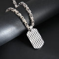 Men's titanium steel water ripple geometric pendant necklace on adjustable Emperor Chain