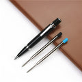 Black full metal Baozhu pocket pen with a 0.7mm refill and two spare refills.