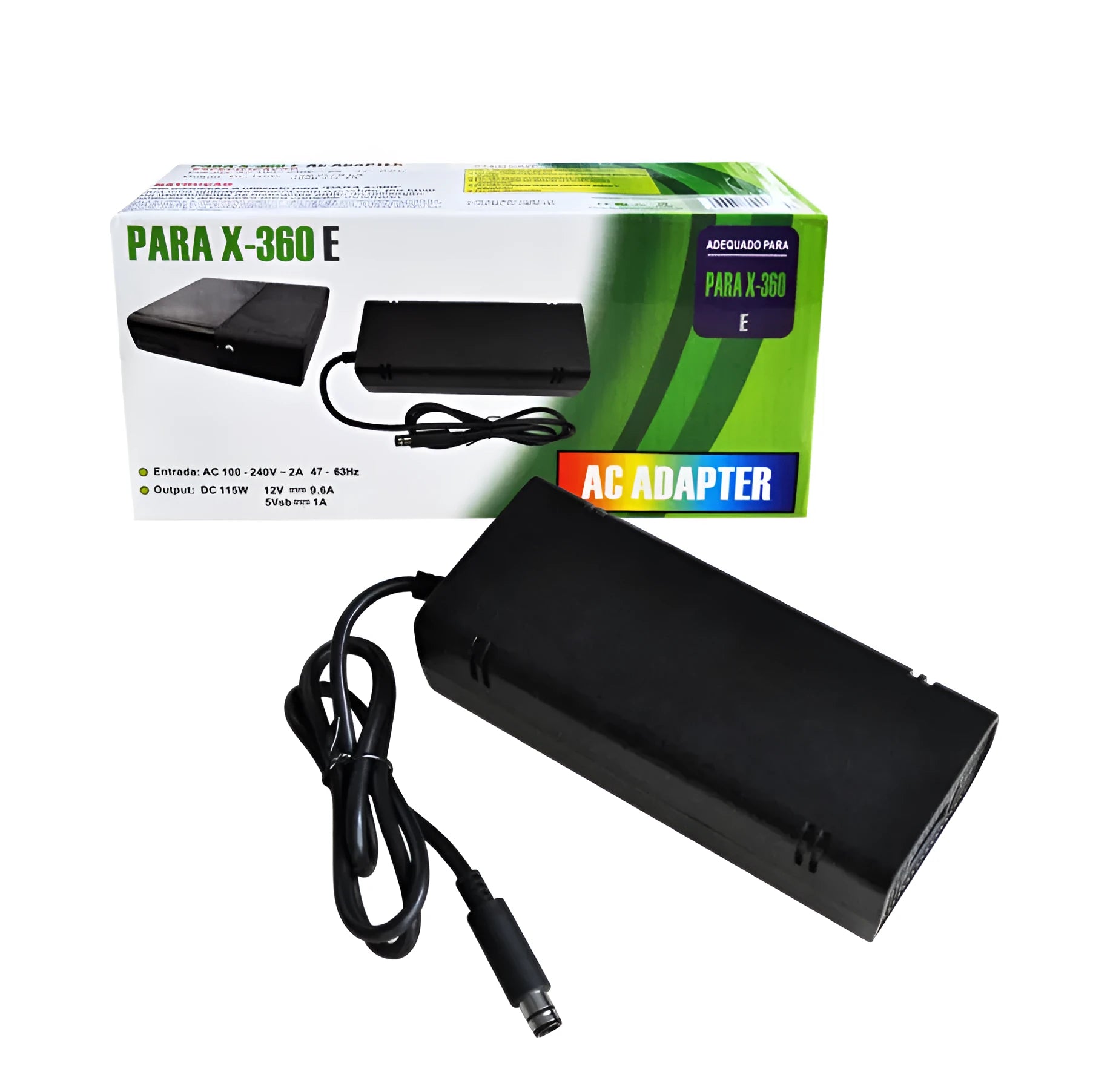 Black Microsoft XBOX360E AC power adapter with UK plug for 110V consoles
