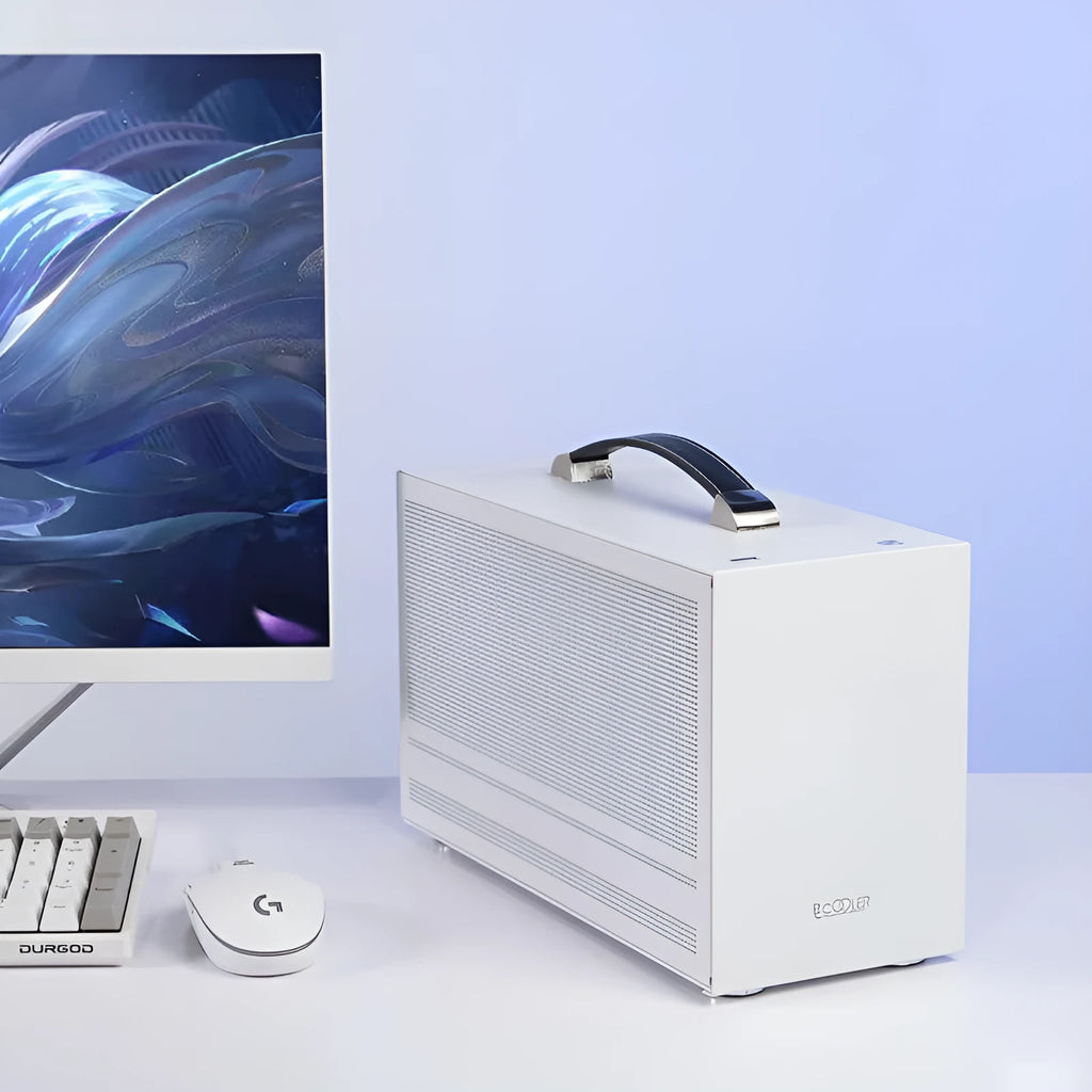 Hummingbird PRO Mini-ITX desktop computer case in titanium grey metal.