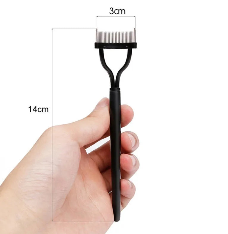 Collapsible eyelash comb with steel needle, 3x14cm, in OPP bag packaging