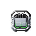Wireless Bluetooth gaming headset with side flap cover and LED lighting in Silver Black colour