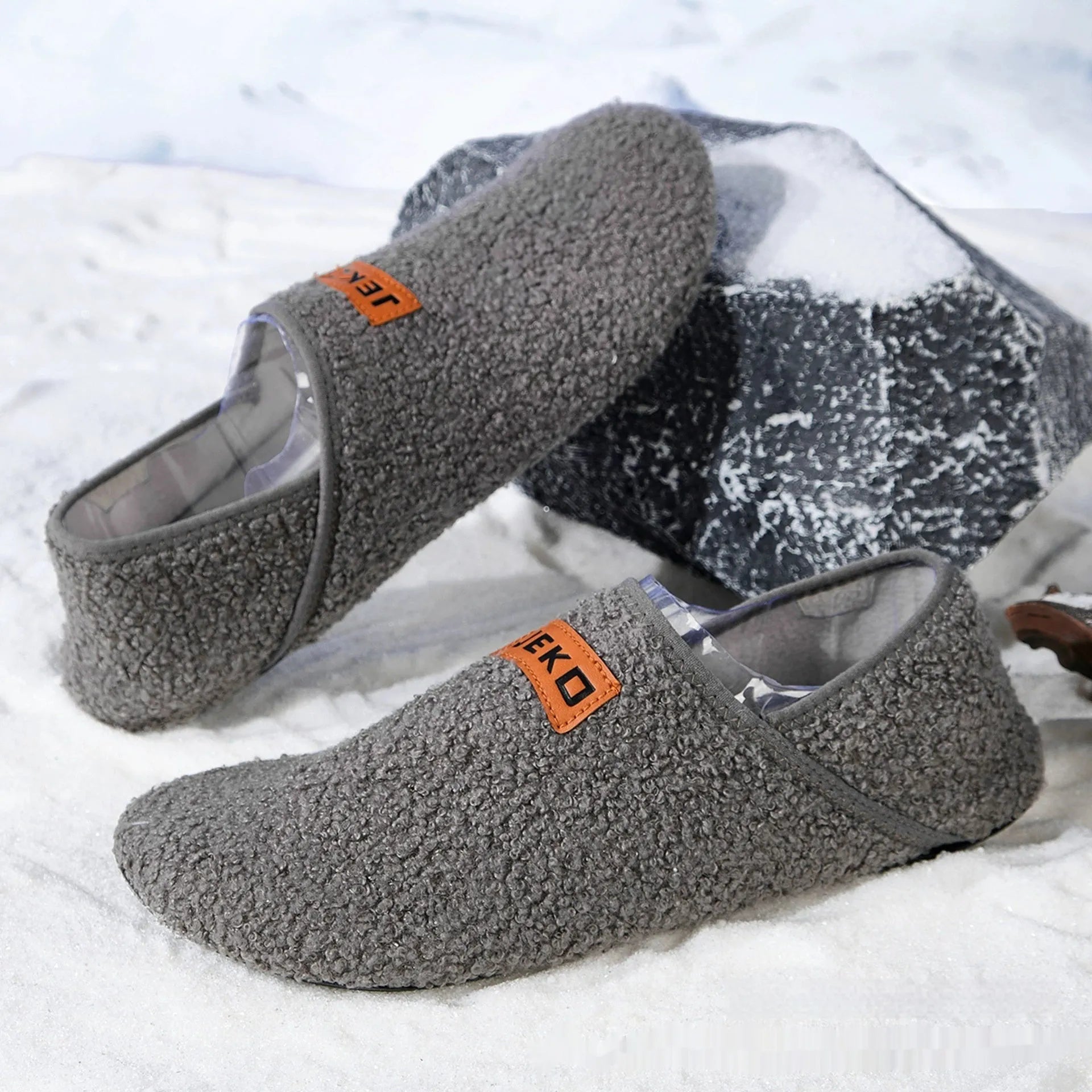 Women's cosy orthopaedic indoor slippers with teddy fleece upper and anti-slip TPR sole in white, gray, and black