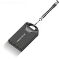 Compact black metal USB flash drive on a white background showing its slim 23mm length.