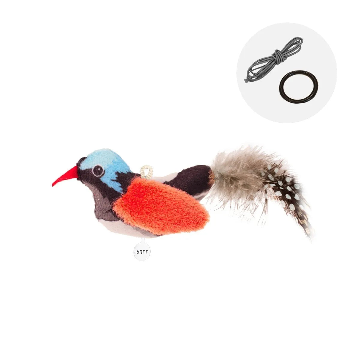 Plush bird simulation cat toy in colourful bird, sparrow, blue kingfisher, or yellow bird colour variants